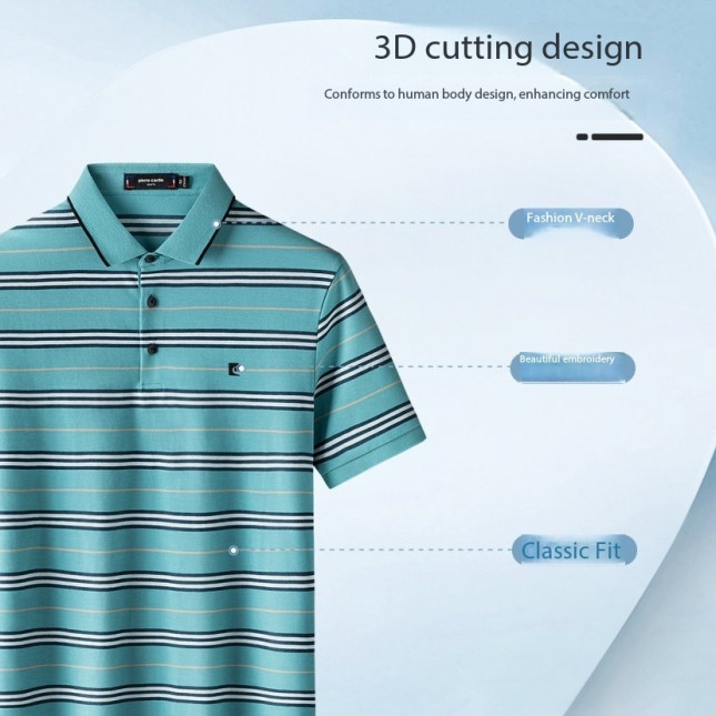 Pierre Cardin Men’s Green Striped Polo Shirt P61113013J56